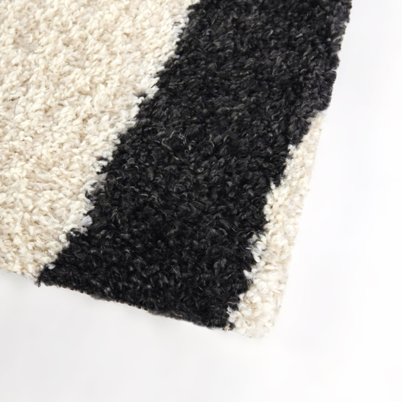 Mobius Charcoal Abstract Shag Area Rug, Rectangle 5'3" x 7'