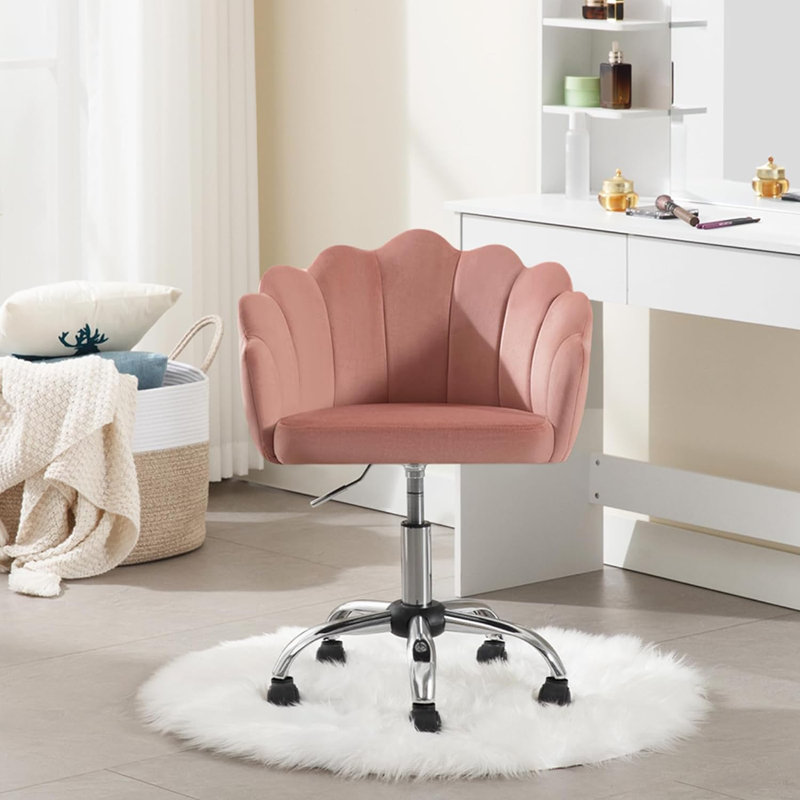 Heathfield Velvet Office Chair, Pink