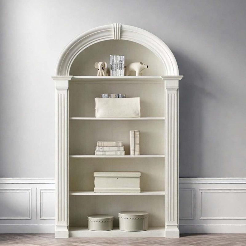 Vitrine arquée en bois massif blanc