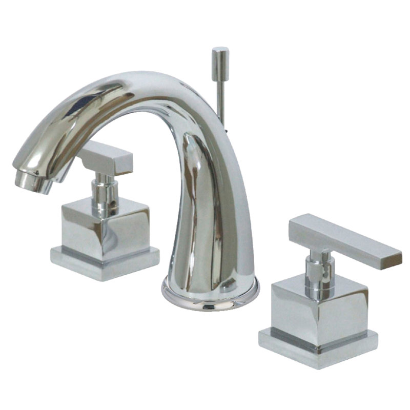 Kingston Brass Executive Two-Handle 3-Hole Deck Mount Widespread Bathroom Faucet with Brass Pop-Up Drain
