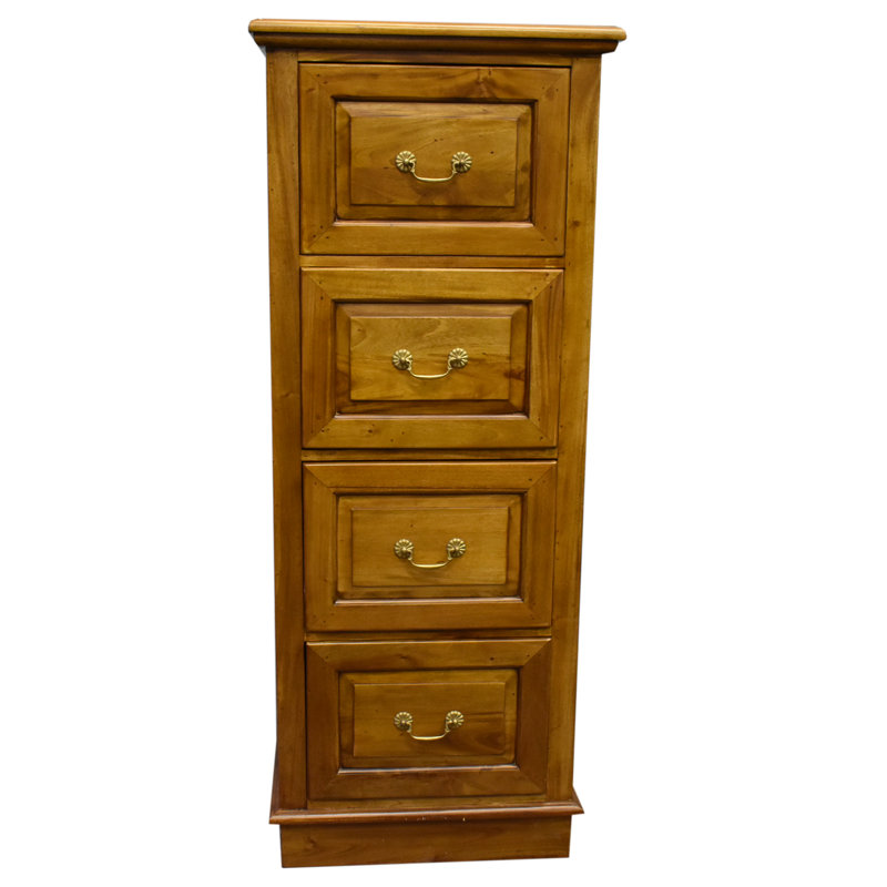 Nijaz 23.5 " Wide 4 Solid Wood Vertical Filing Cabinet, Light Brown