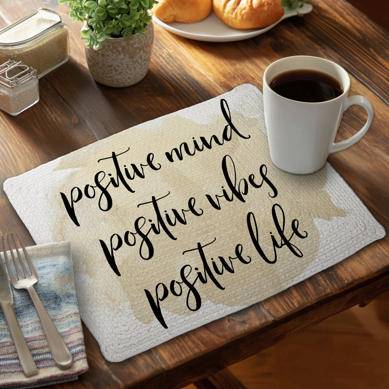 Positive Mind Beige Braided Polyester Placemat | Home Decor