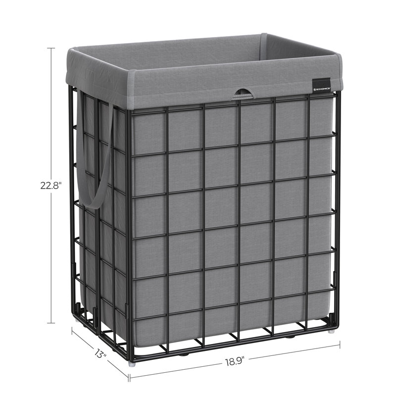 Laundry Hamper with Handles, Black/Grey, 58" H x 48" W x 33" D