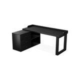 Black L-Shaped Solid Wood with 3 drawers desk