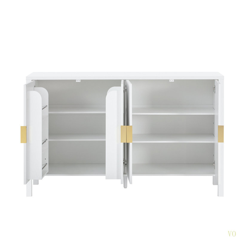 Armoire de rangement 57,5 po Modern Modern Stripe, Blanc