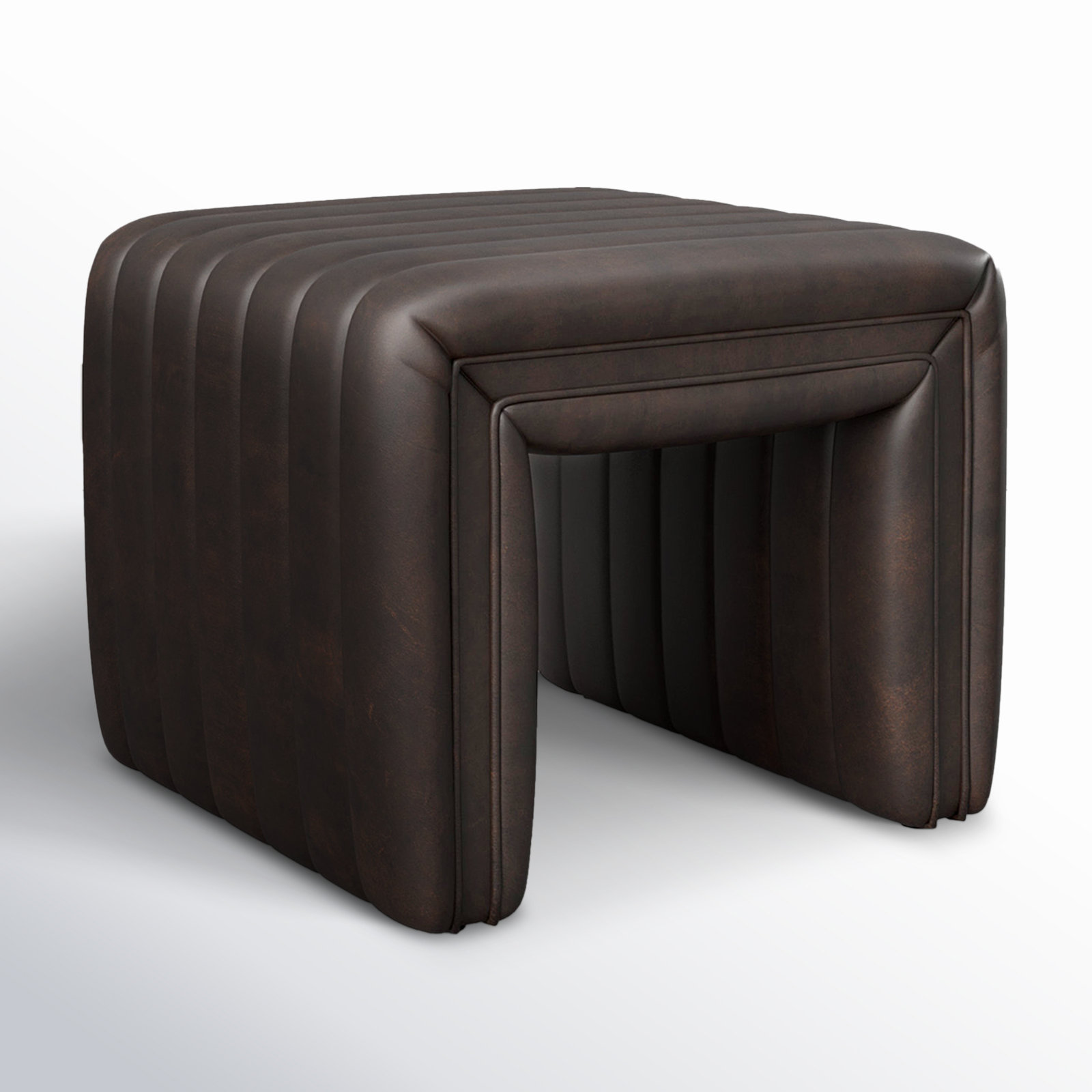 Brandt Upholstered Ottoman, Deacon Wolf Genuine Leather