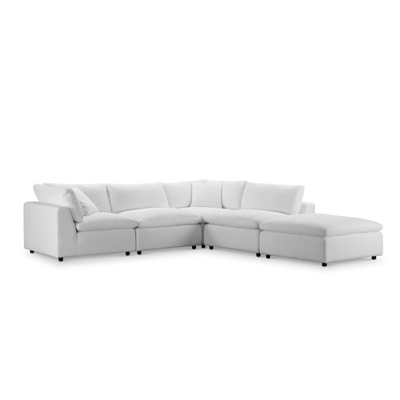 Canapé modulaire en L 5 pièces Luxe, Blanc