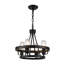 Lustre industriel en roue de chariot noir - Luminaire suspendu à 4 lumières avec chaîne réglable pour chambre à coucher, salle à manger et pavillon de jardin