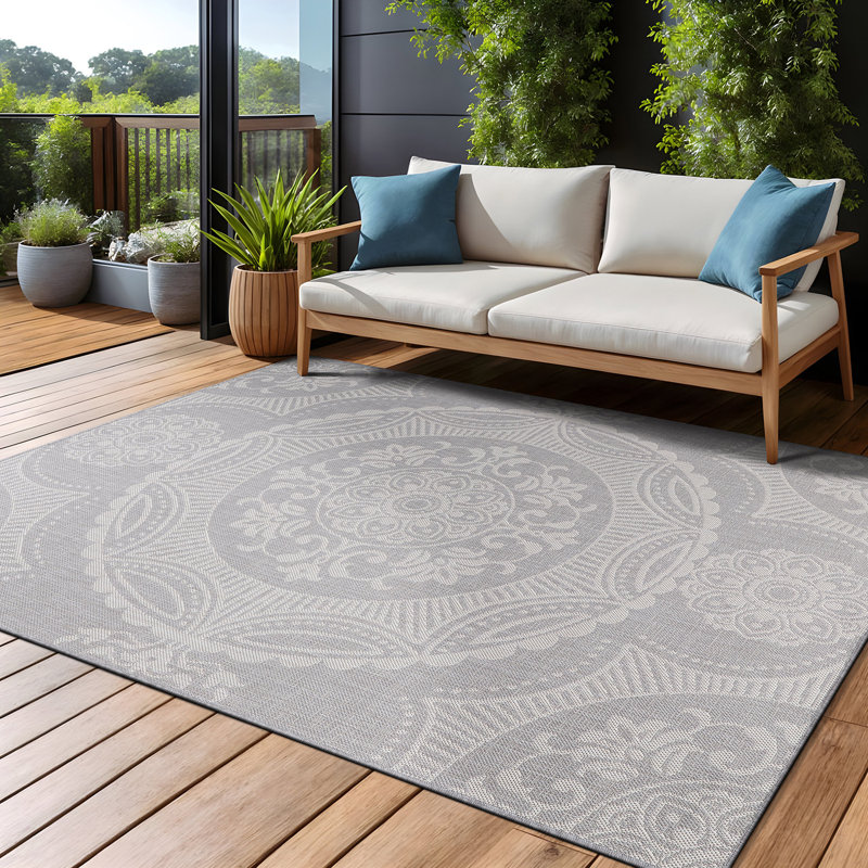 Tapis intérieur / extérieur gris Waikiki Moraby, Rectangle 8 pi x 10 pi