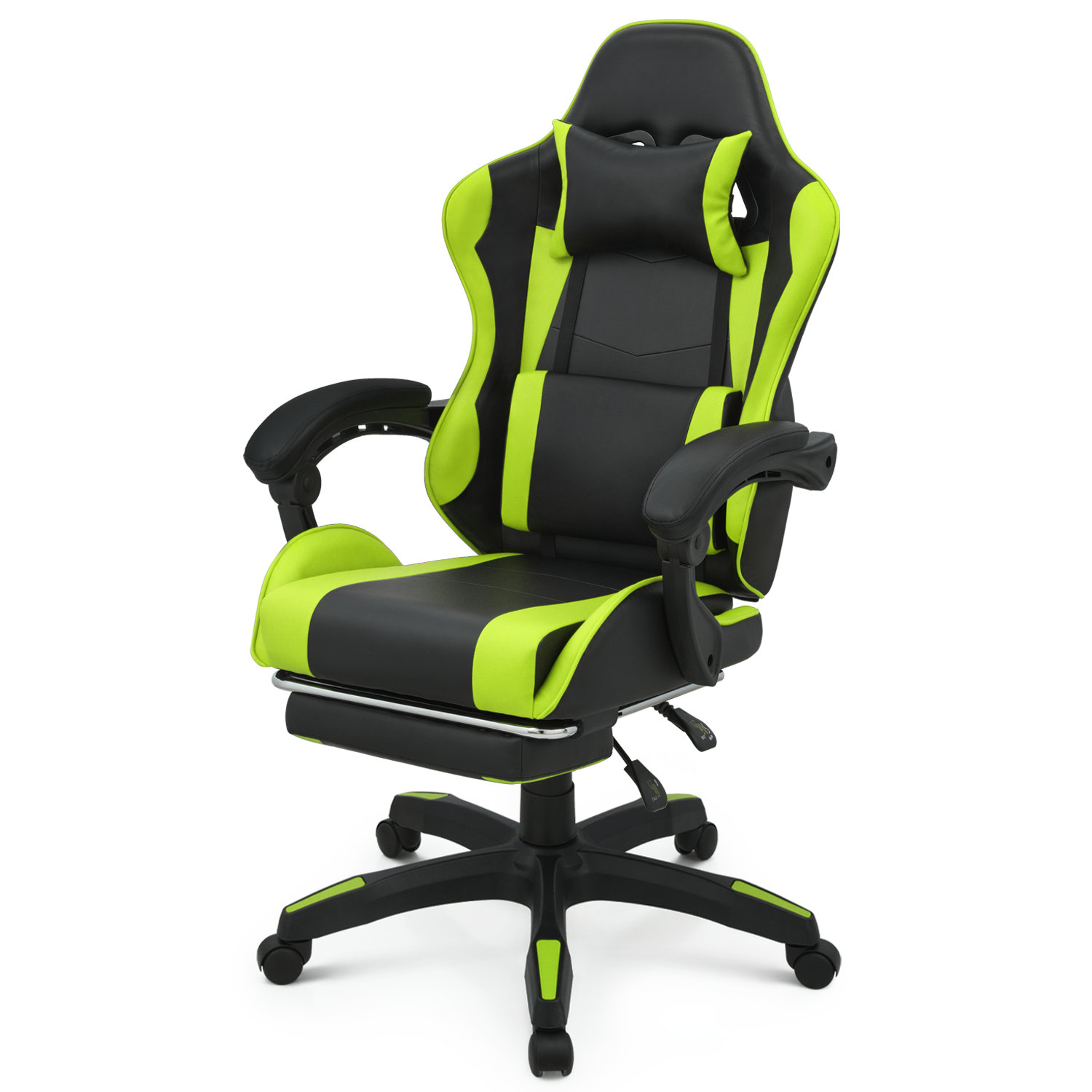 Vinsetto High Back Racing Style Gaming Chair with RGB LED Lights Computer Office  Chair with Head and Lumbar Pillow and Adjustable Armrests Black / Yellow