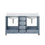 Meuble-lavabo double 60 po L, gris foncé, plateau en marbre, structure en bois massif, tiroirs à fermeture en douceur, armoires de rangement, tiroirs, tablettes ouvertes, meuble-lavabo pré-percé pour installation de robinet large,
