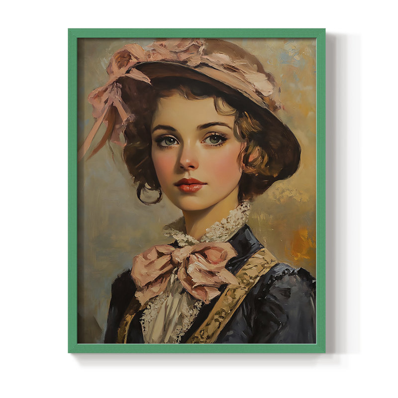 Reproduction encadrée WOMEN Series CLXIX - bois massif, H 30 po x l 24 po, Vert