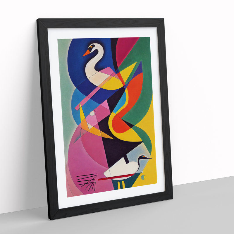 Swan in Abstract - Framed Print, Black Framed, 64cm H x 46cm W x 2cm D