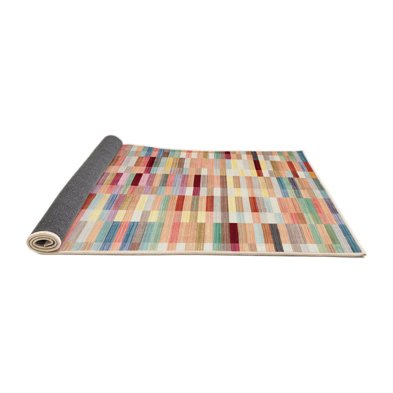 Tapis contemporain rose clair / rouge, Rectangle 7 pi x 10 pi