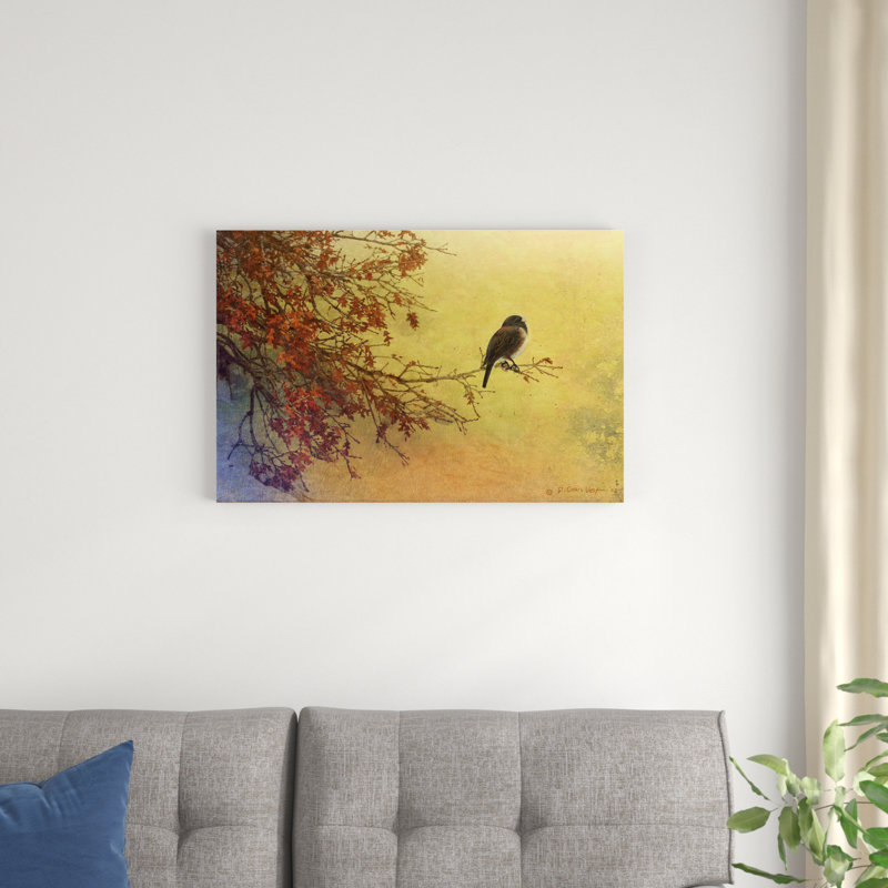 " Snow Oak Junco " Painting Print, 20" H x 30" W x 1.25" D