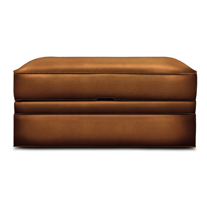 Repose-pieds rectangulaire en cuir véritable avec rangement Stafford, Cognac (Maestro Artisano), Muscade