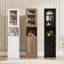 Armoire de rangement de salle de bain étroite de 170 cm de haut avec portes vitrées – Étagères réglables, fermeture magnétique – Organisateur de linge autoportant – Gain de place pour salle de bain et cuisine – Blanc-136050099