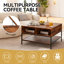 Table basse à plateau rabattable avec rangement Farmhouse - Table en grain de bois rustique de 31,5 po, compartiment de rangement caché pour le salon, structure en métal robuste - facile à assembler et à nettoyer