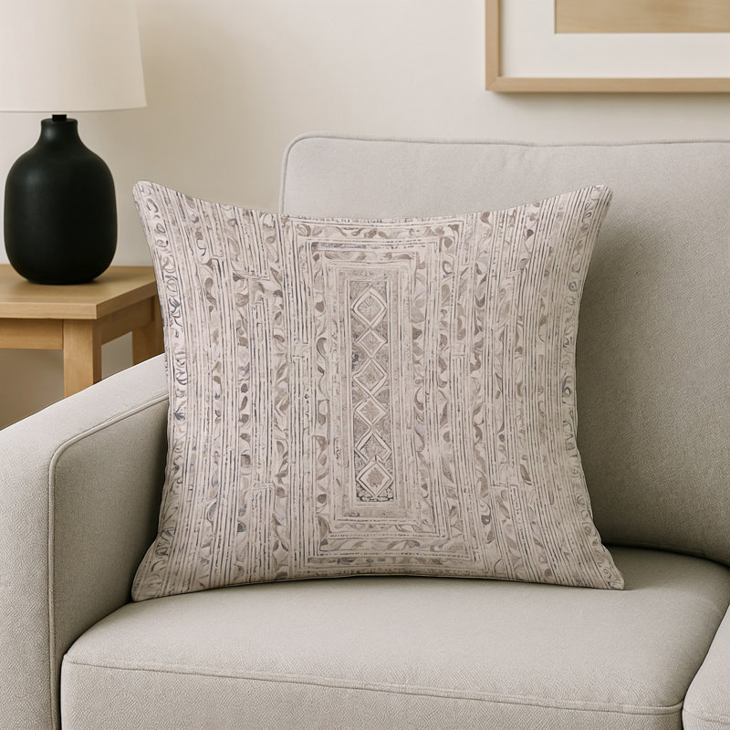 Coussin décoratif intérieur / extérieur gris Modern Modern, Carré 16 po, Gris géométrique 3