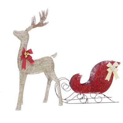 3 pièces décorations de cerf de Noël pour l'extérieur, renne éclairé et traîneau du Père Noël, décor de Noël illuminé avec lumières, à brancher pour la fête des fêtes 