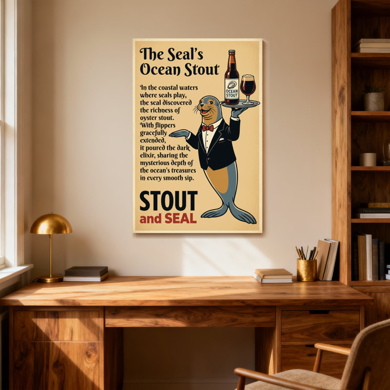 Fashion Seal servant de la bière avec plateau et texte