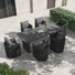 Ensemble repas pour 6 personnes avec 1 table à lattes rectangulaire et 6 fauteuils