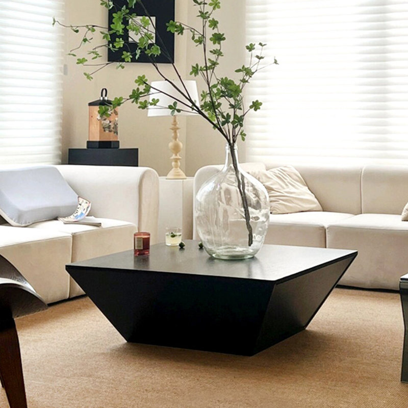 Table basse carrée noire de style Wabi-sabi, H 15,7 po x L 39,4 po x P 39,4 po