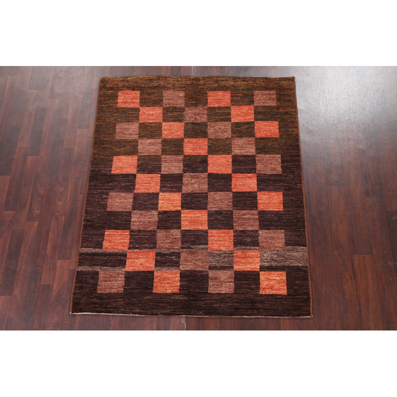Checkered Gabbeh  Oriental Area Rug 5x6