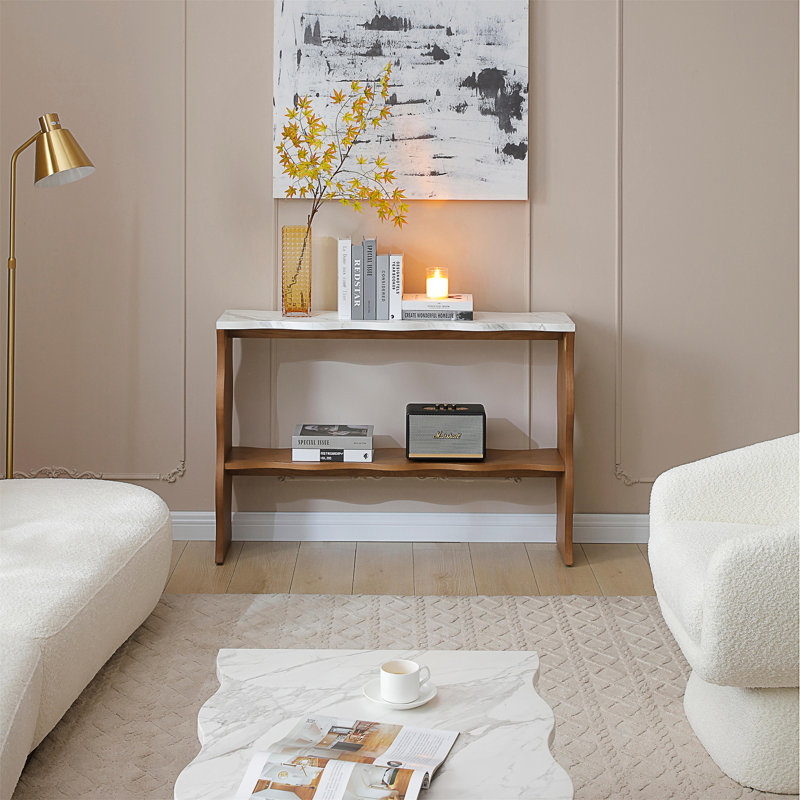 Console moderne 47,24 po Whisper Of Waves avec plateau en marbre blanc (table incluse seulement)