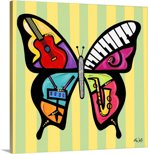 "Butterfly music" par Diethild, impression sur toile, H 20 po x l 20 po x P 1,25 po