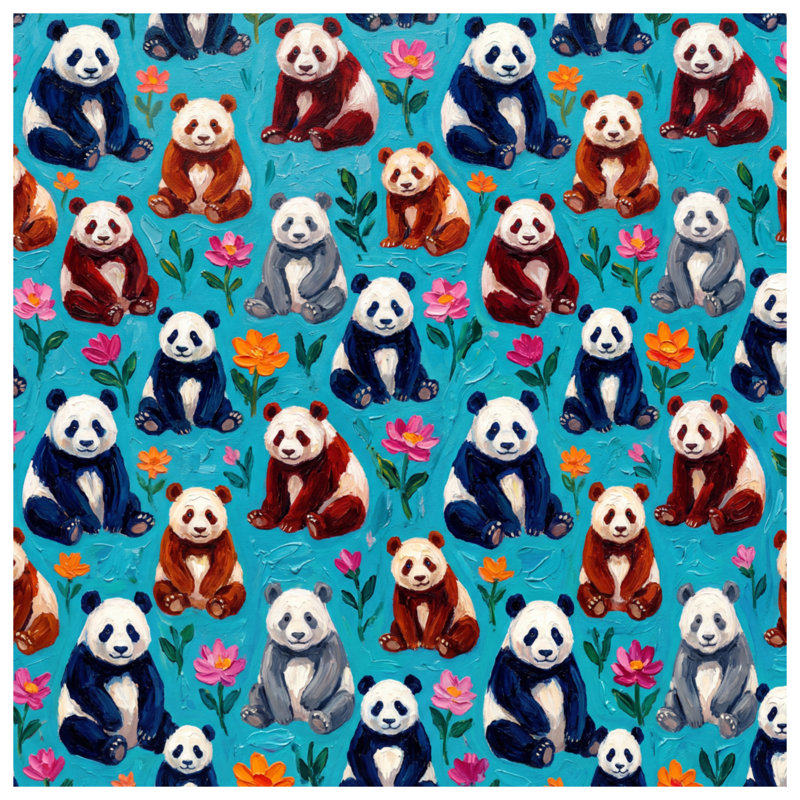 Coussins Pandas, 16 x 16 inches