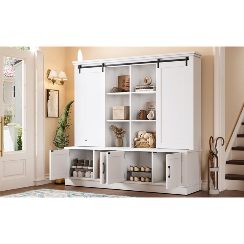 Armoire de rangement avec porte coulissante pour salon et bureau, Blanc
