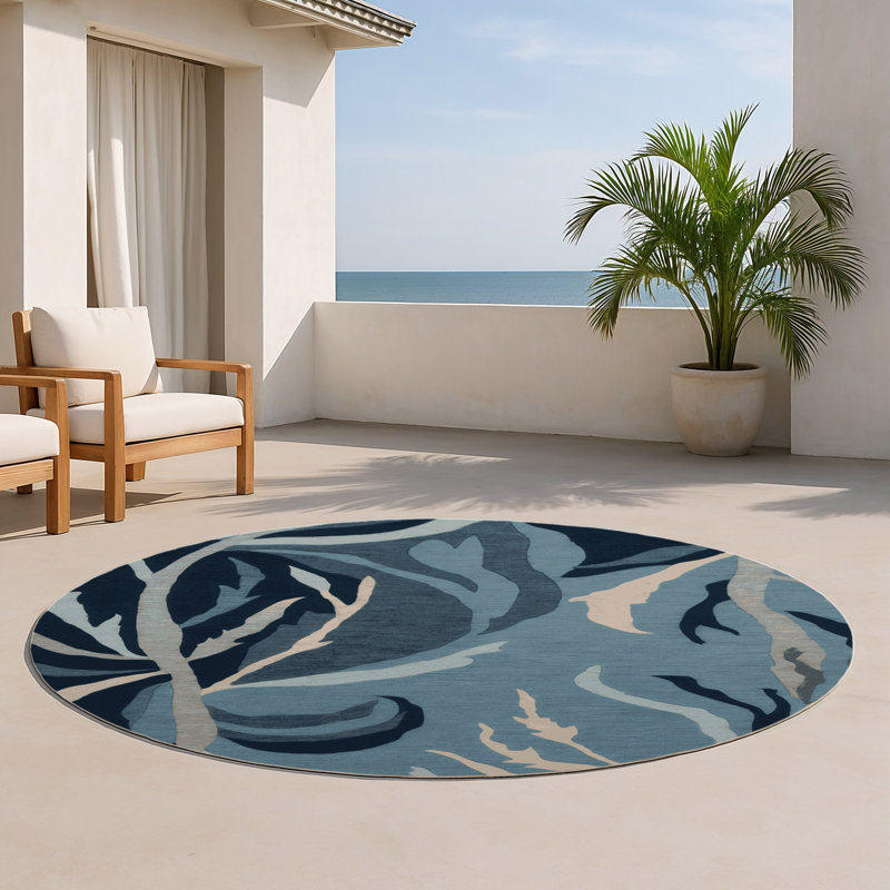 Tapis intérieur et extérieur bleu Nature, Rond 5 pi
