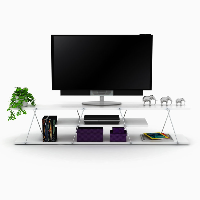 Kely Solid Wood 67'' W Storage Credenza TV Stand 2 Sliding Door Cabinet 2 Shelves, White 2