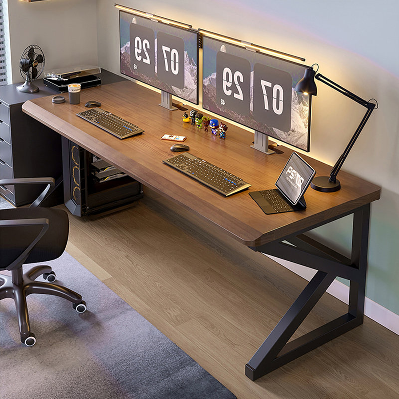 Bureau rectangulaire en bois massif noir, 29.53" H x 62.99" W x 27.56" D
