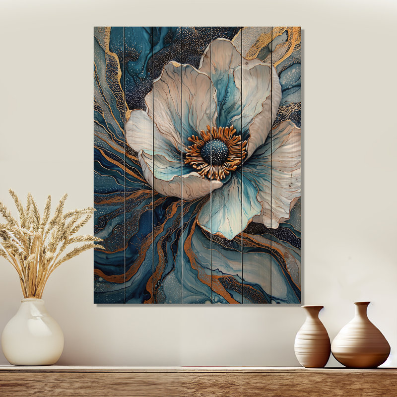 Serenade de fleurs d'anémone IV - coquelicots, art mural sur bois de pin naturel, H 44 po x l 34 po x P 0,78 po