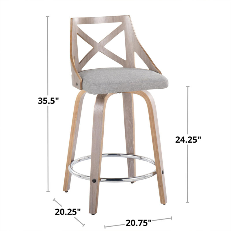 Swivel Upholstered Counter Stool, Gray