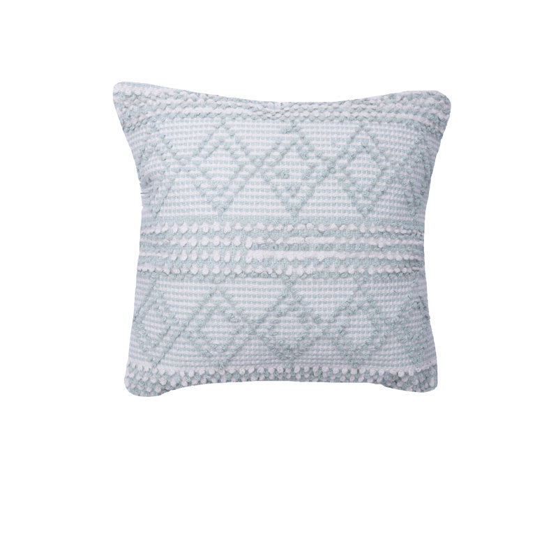 Trinity Sky Geometric Woven Square Throw Pillow, Seaglass