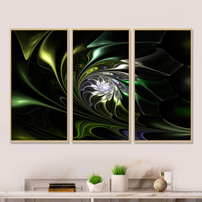 Vitrail multicolore, ensemble de 3 toiles encadrées florales