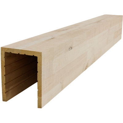AmeriCraft Wood Resawn Beam, 3-Sided (U-Beam), 3 1/2"W x 3 1/2"H x 144"L, White Washed Pickling Finish, Stain Grade Knotty Alder