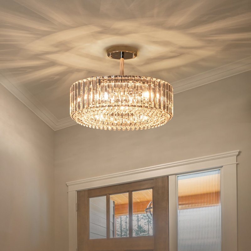 Irenej Semi Flush Mount Crystal Drum Lighting