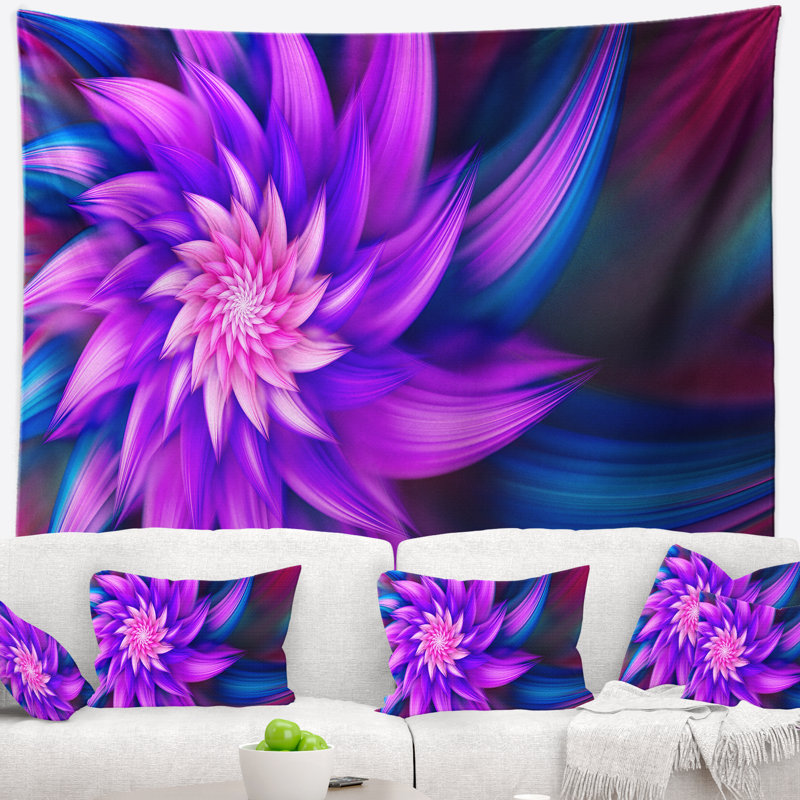 Tapisserie fleur florale en mauve, H 68 po x l 80 po