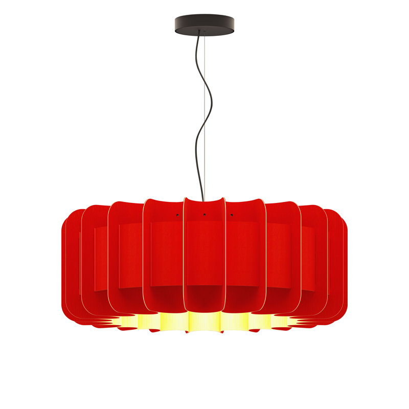 Luminaire suspendu 1 lumière Clarissa, Rouge, H 11 po x l 29,1 po x P 29,1 po