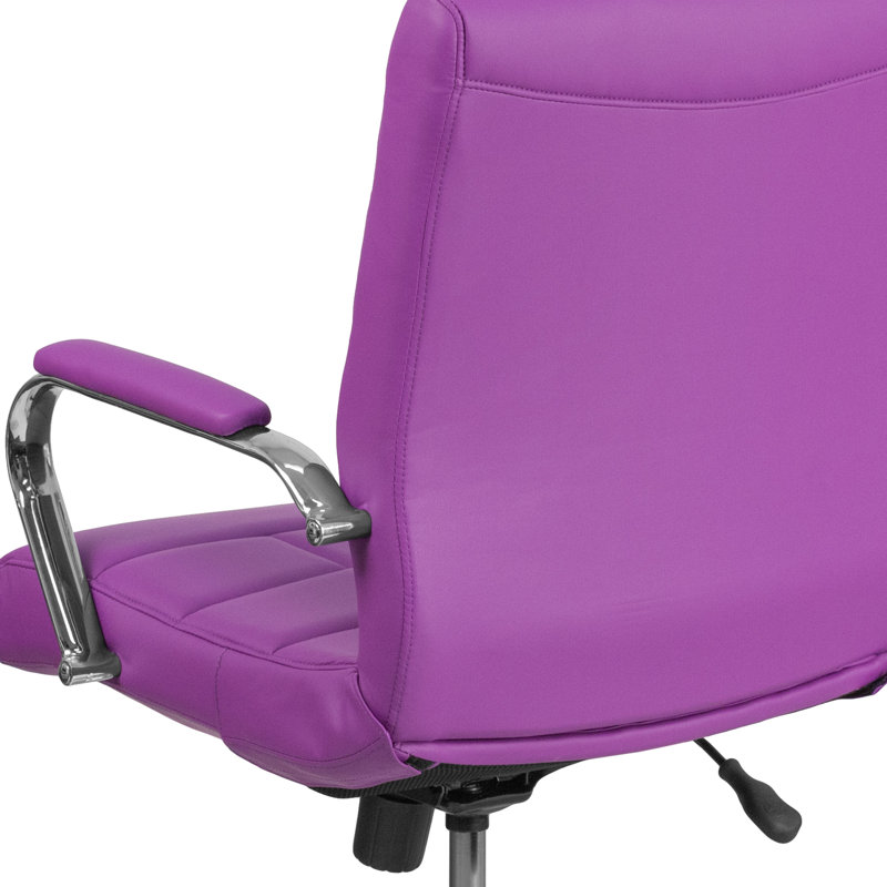 Jayen Mid-Back Swivel Vinyl Upholstered Desk Chair with Armrests, Purple