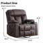 Fauteuil inclinable manuel pivotant en similicuir de 37,8 po avec massage chauffant et deux porte-gobelets Arncliffe-107425977