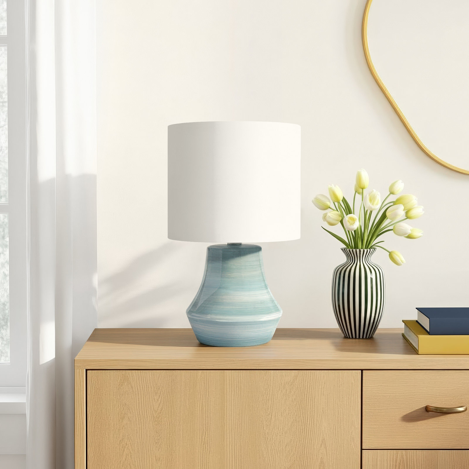 Foothills Fabric Table Lamp, Blue