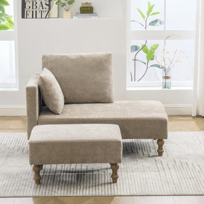 Chaise longue moderne avec repose-pieds, idéale pour les salons, les chambres et les appartements.