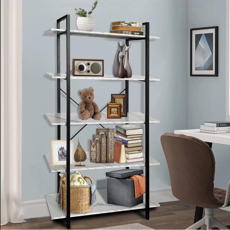Étagère à livres en fer H 70 "x l 47" Jomaira, Noir
