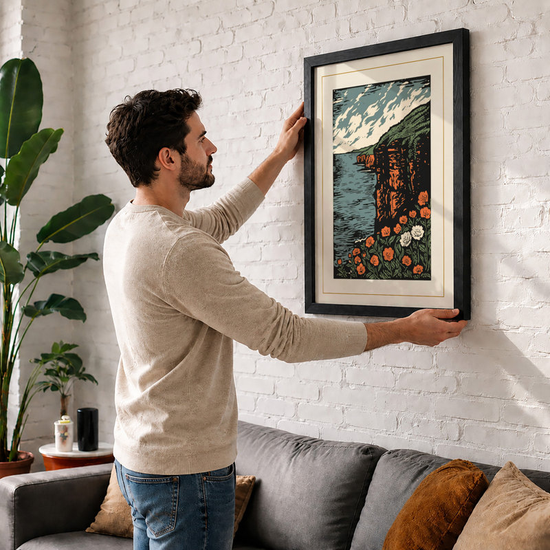 Clifftop Wildflowers Coastal - Framed Print, Unframed, A1 - 84.1 x 59.4 cm