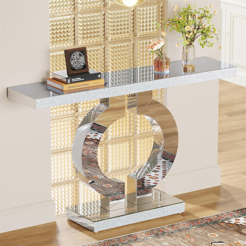 Console à miroir moderne 43 "avec base en forme de O